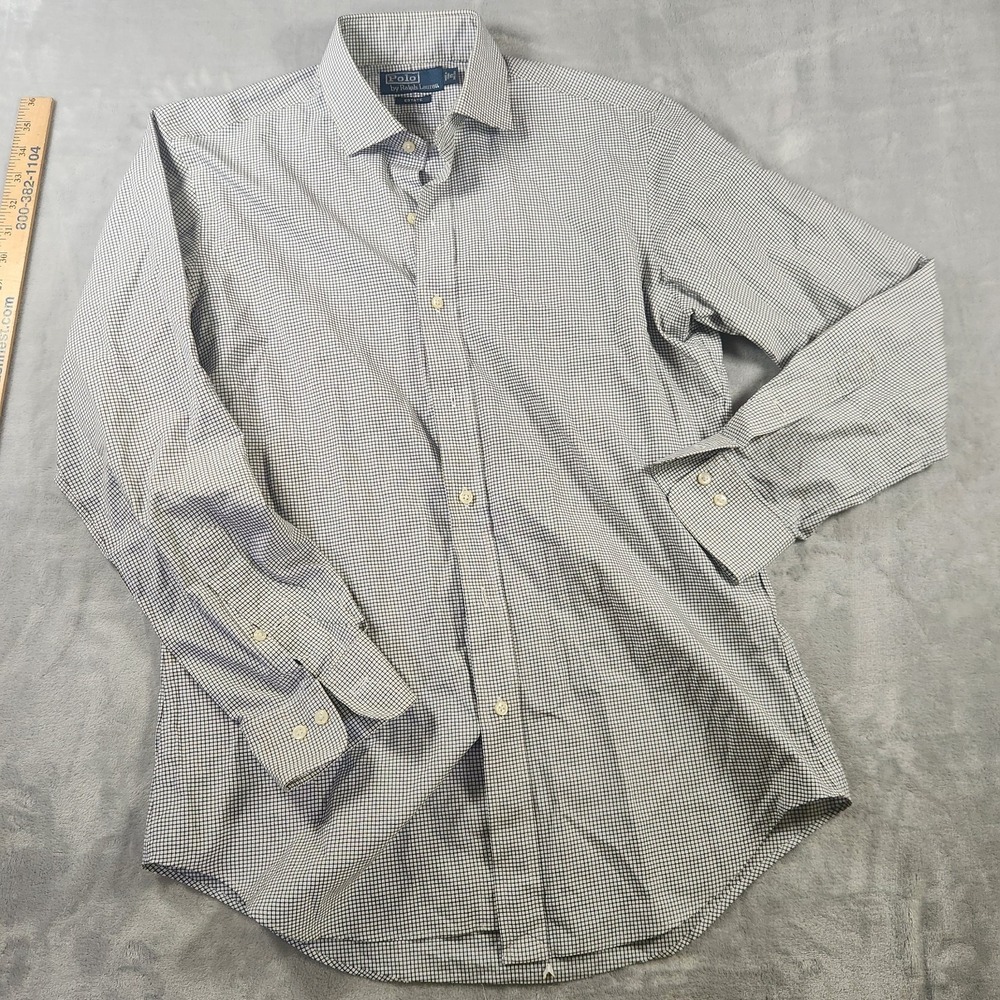 Polo Ralph Lauren Estate shirt Mens 15 32/33 Black white Check Button down